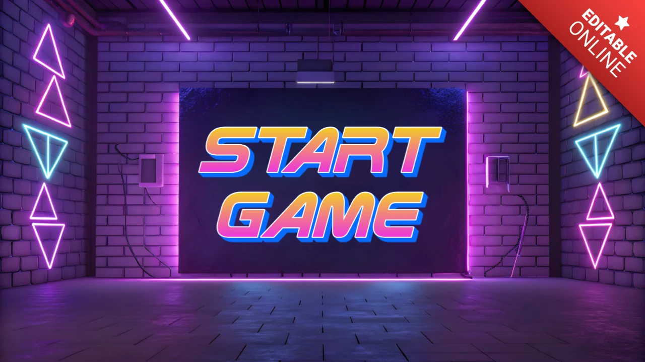 Neon Retro Game Start Design Template for Gaming Events