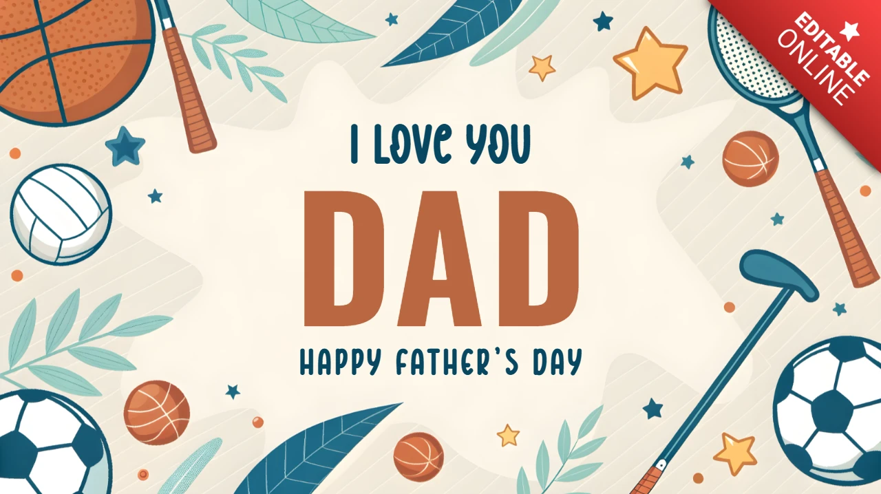 Playful Sports-Themed Father's Day Card Template Design