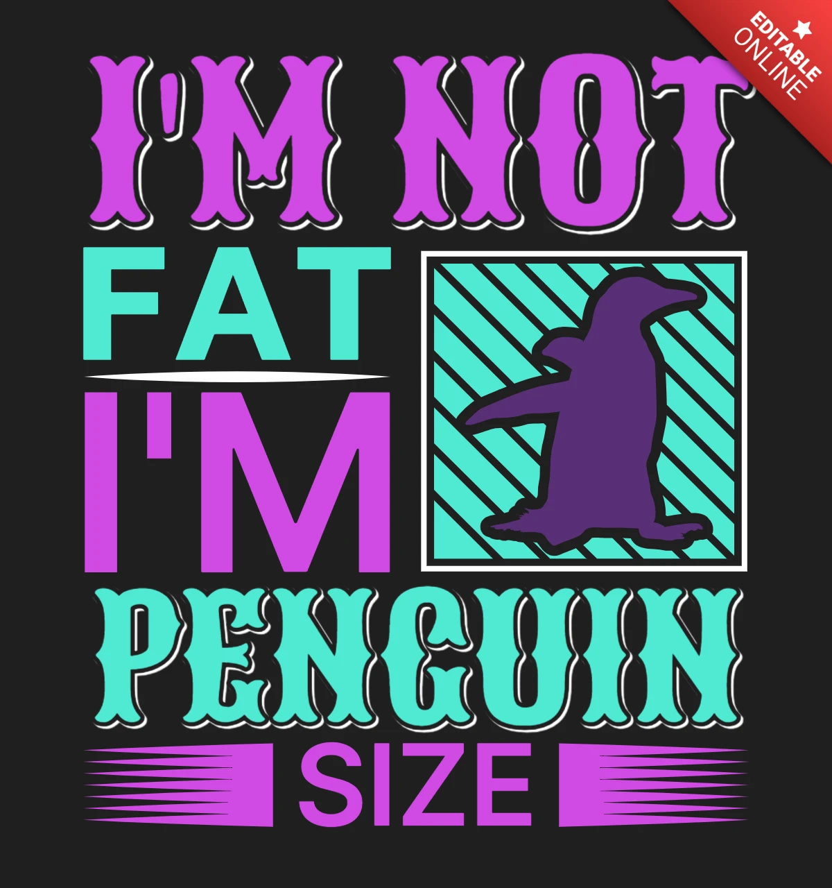Ontwerpsjabloon voor speelse pinguïnquote voor leuke kleding