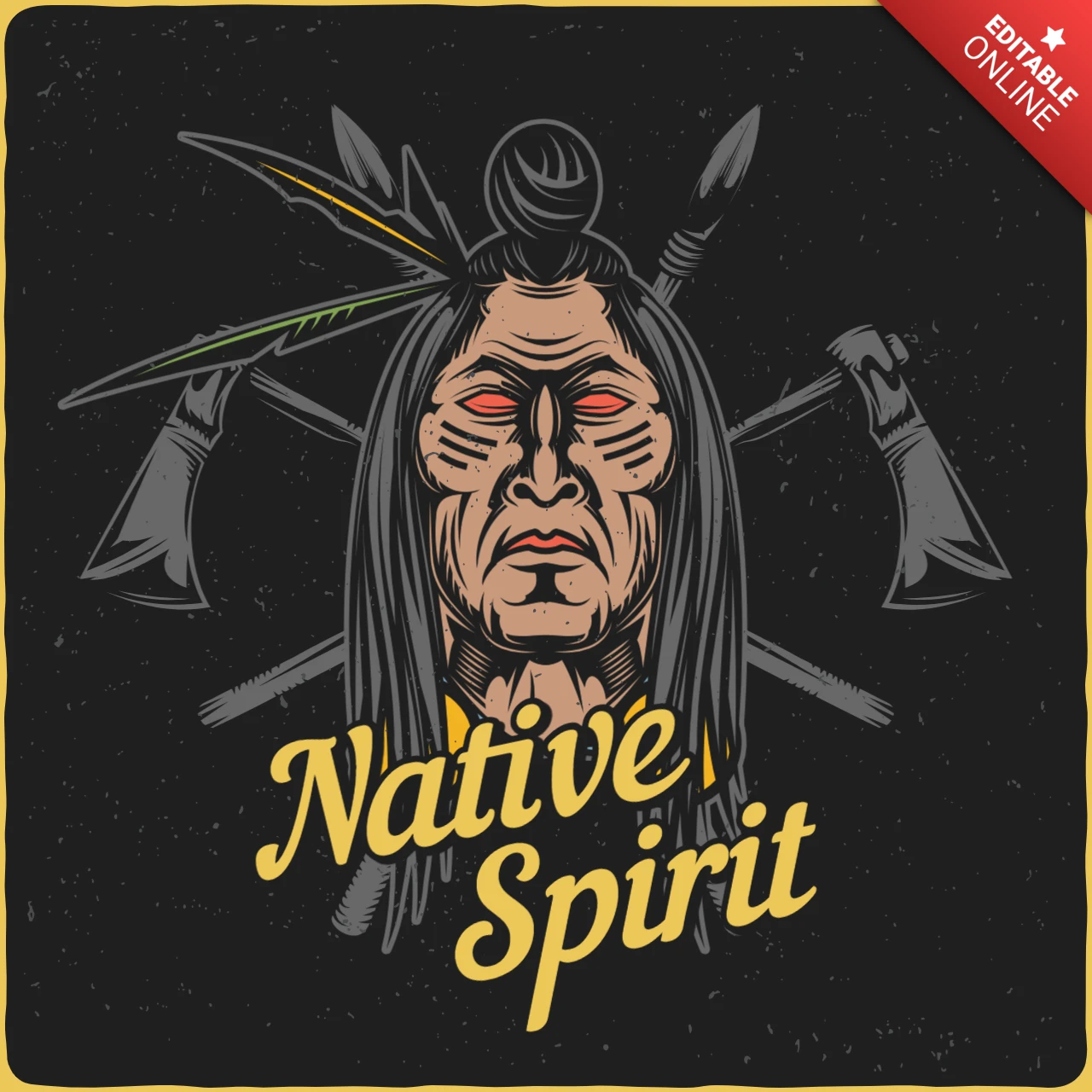 Native Spirit Chief T-Shirt Design Template