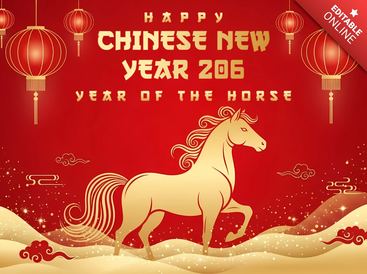 中国の新年の馬のデザインテンプレート、祝賀カード用