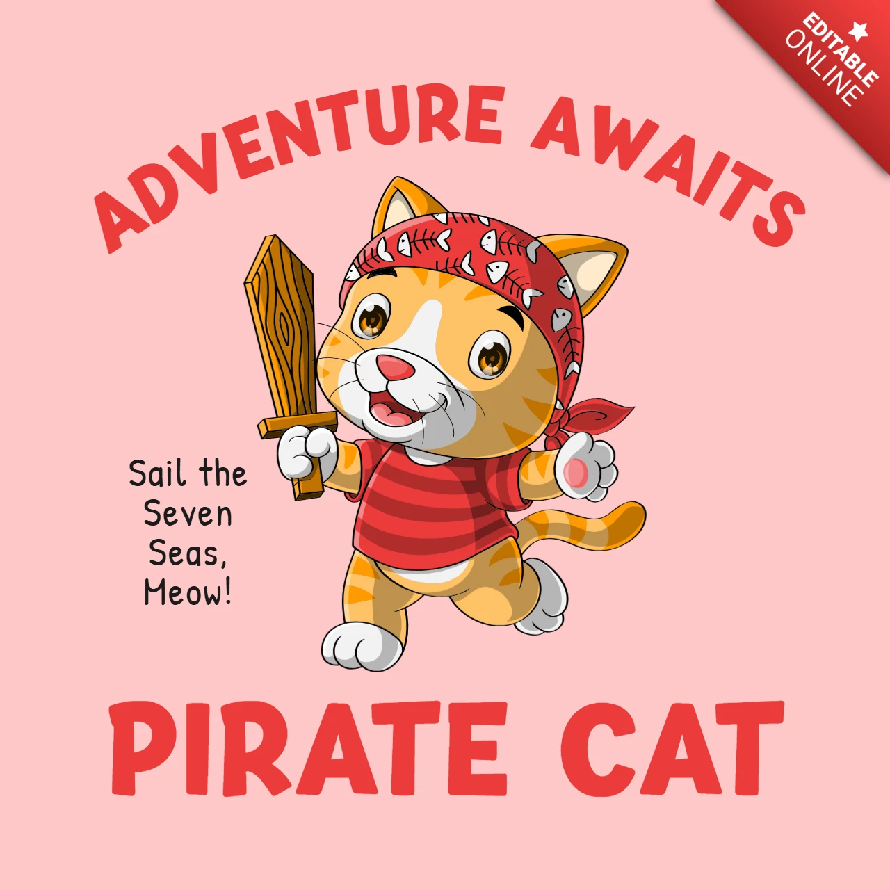 Modèle d'aventure de chat pirate pour enfants