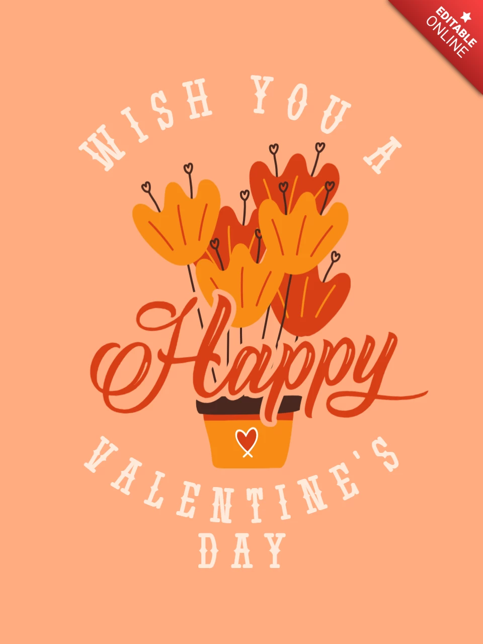 Modello di maglietta con fiori e auguri di San Valentino