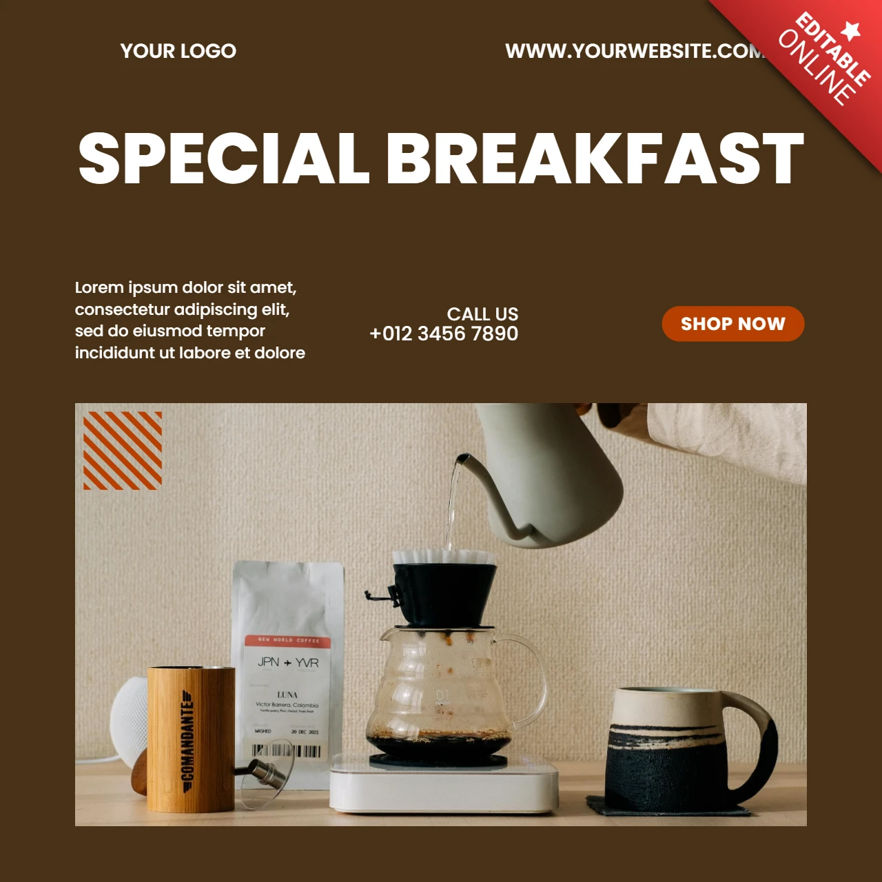 Modello di progettazione post Instagram vendita caffè