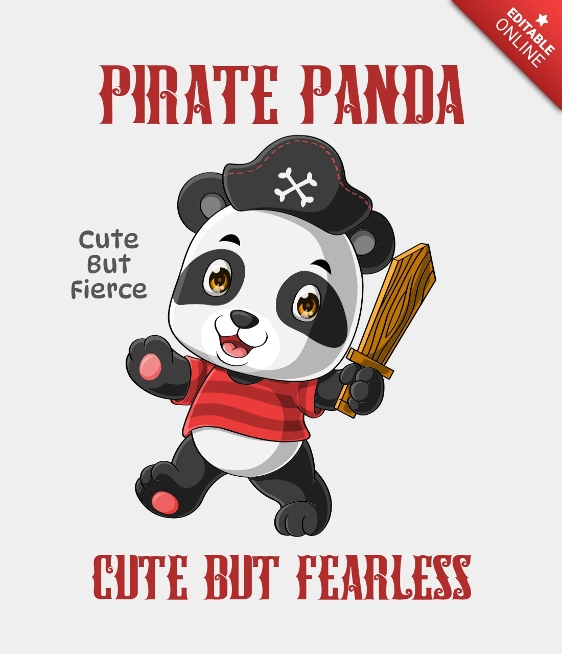 Modèle de panda pirate : style bande dessinée mignon et féroce