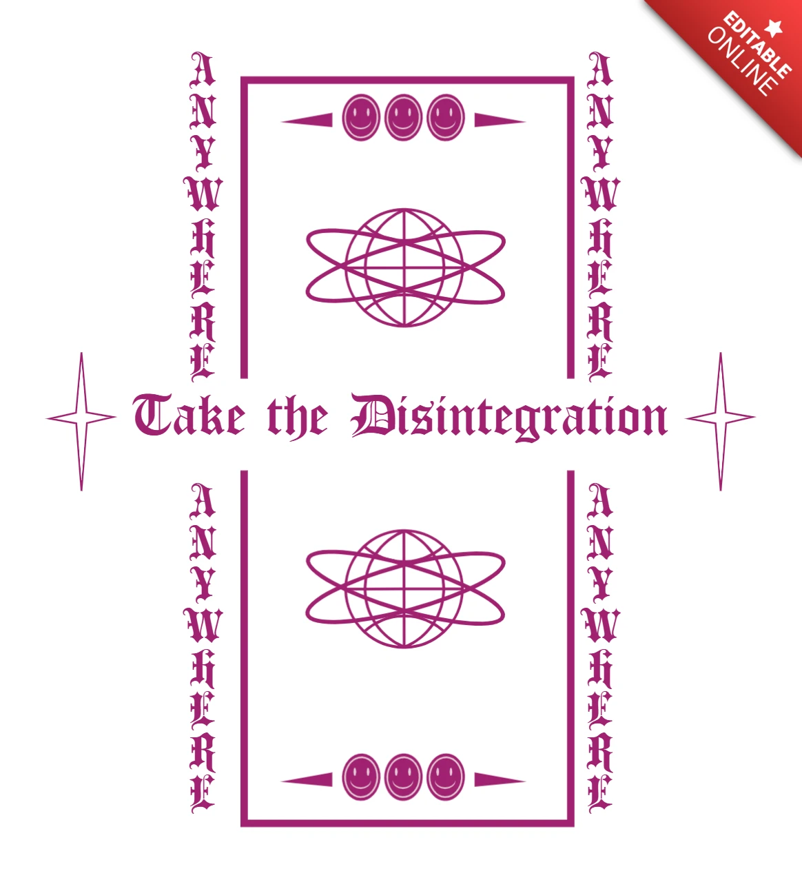 Retro Graphic Design Template for Poster Featuring Disintegration Theme and Playful Icons