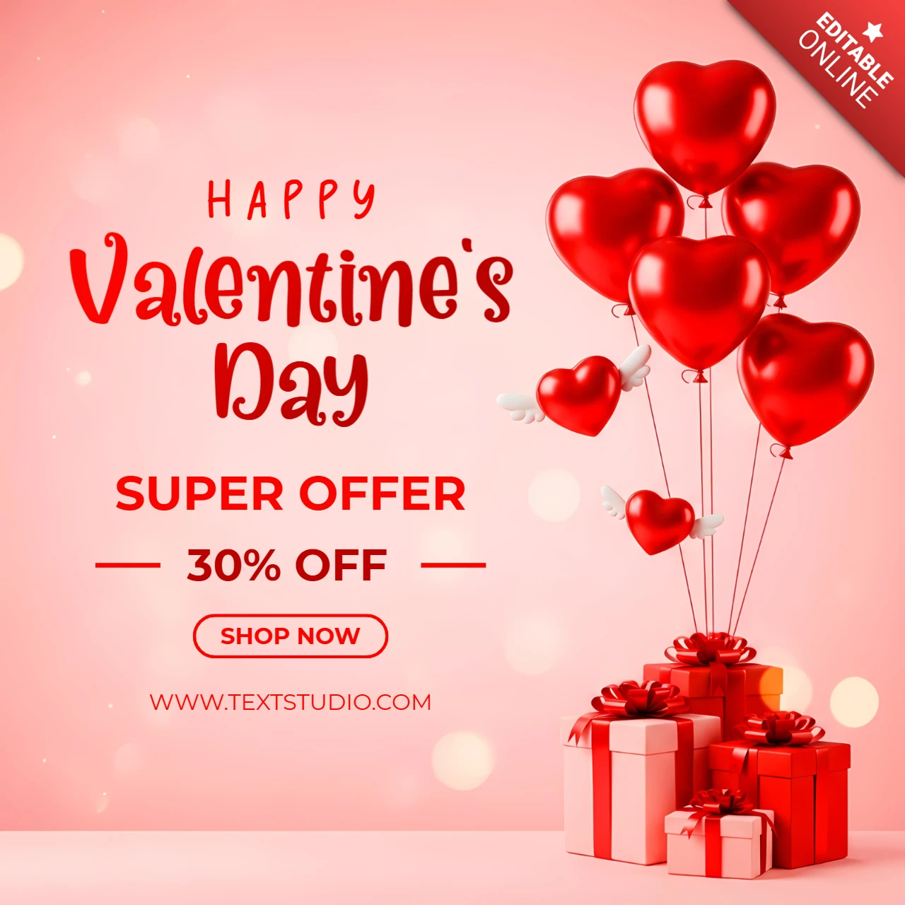 Valentine's Day Balloon Design Template for Promotional Flyers
