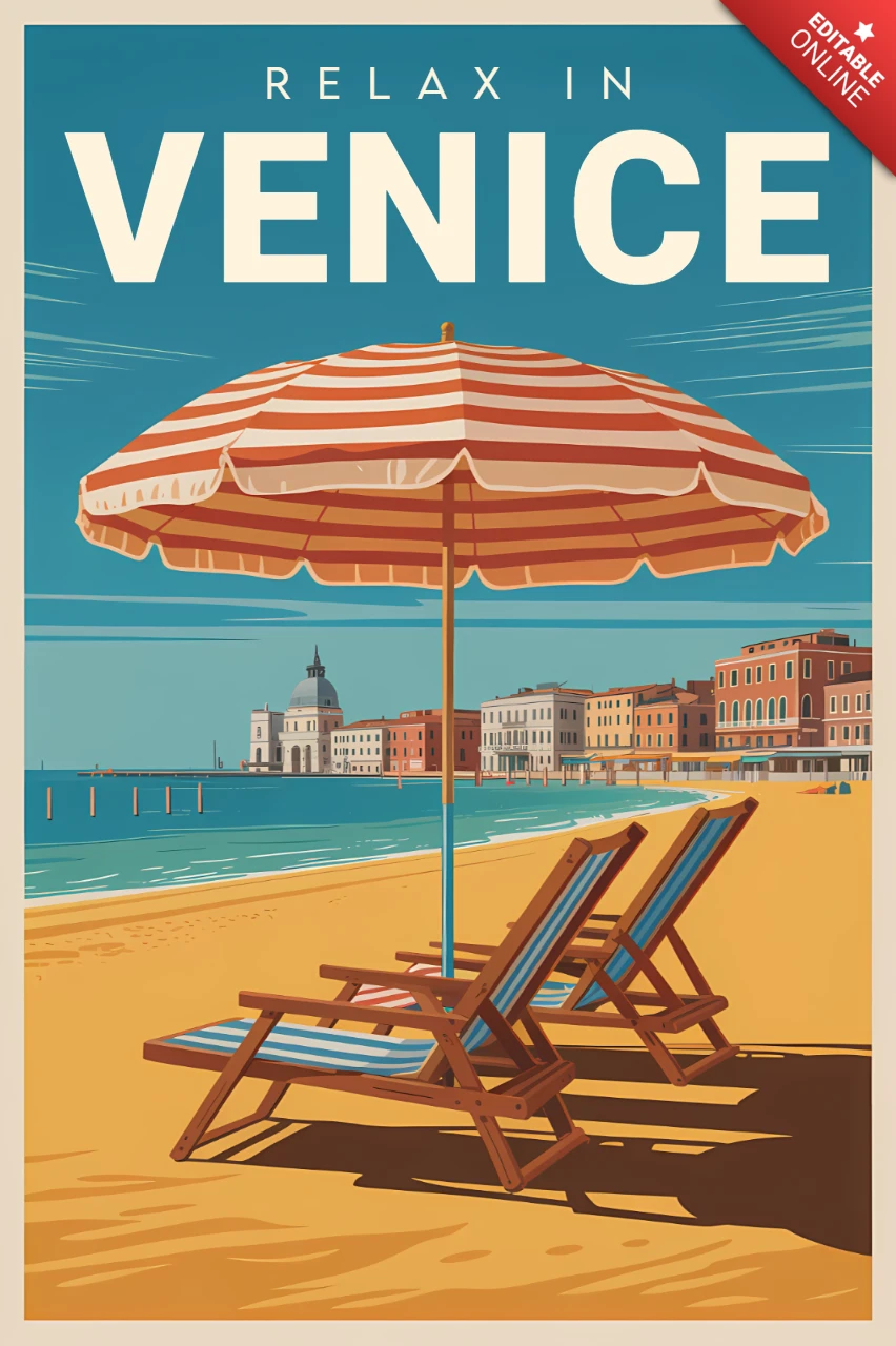 Vintage-Venice-Beach-Designvorlage für Reiseposter