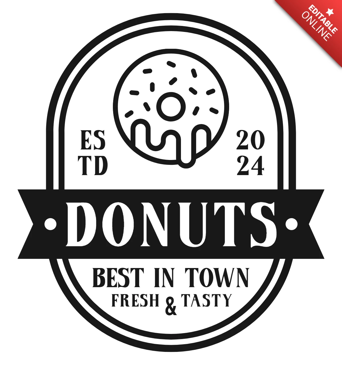 Fresh And Tasty Donuts Logo Design Template