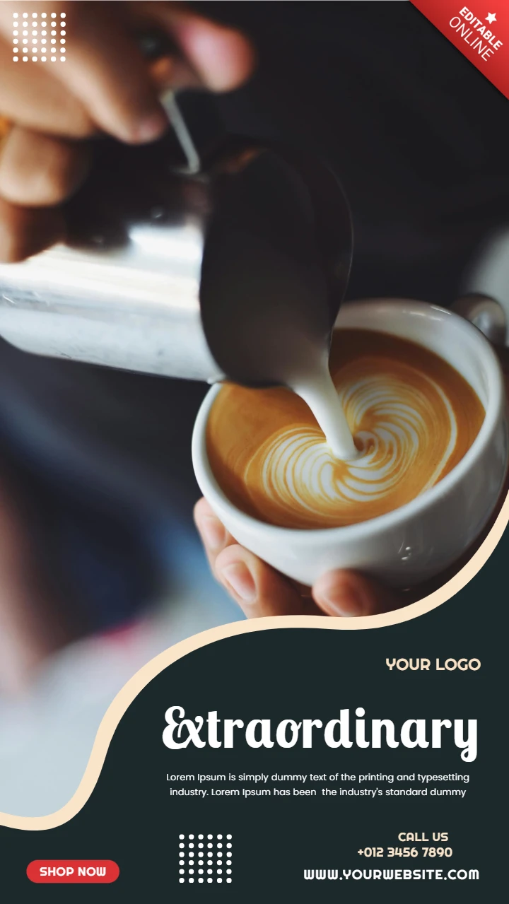 Buitengewoon koffiehuis Instagram verhaal post ontwerp sjabloon