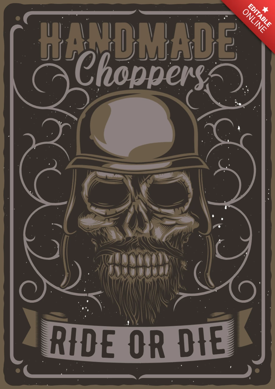 Chopper Biker Skull Vintage Poster Design Template