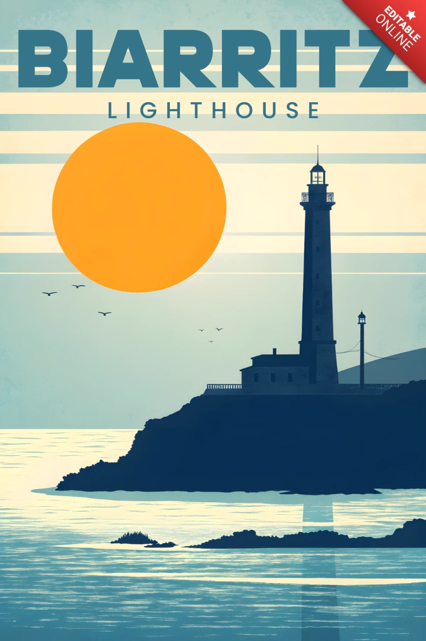 Plantilla de diseño de faro retro para carteles de viaje