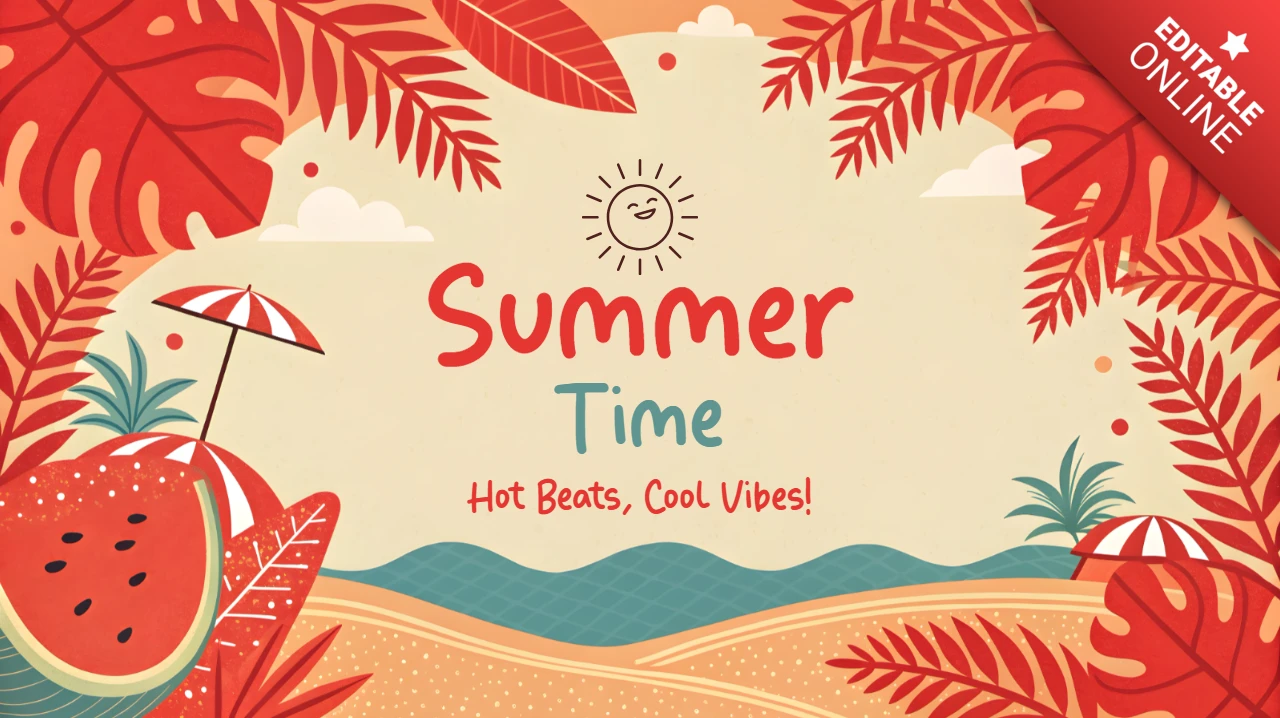 Summer Vibes Design Template with Tropical Elements and Playful Graphics