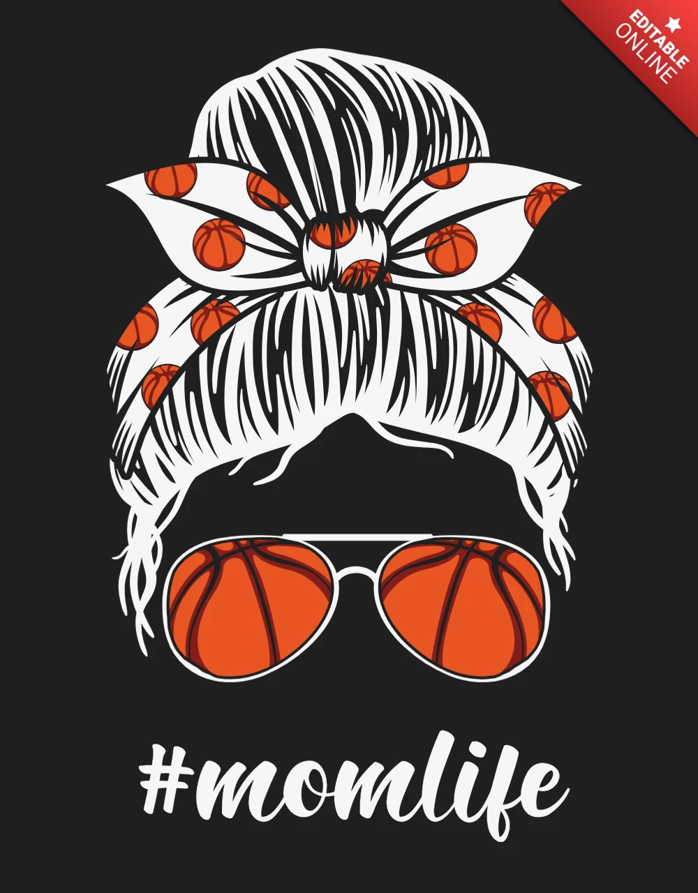 Basketball Mom Life Messy Bun T-Shirt Design