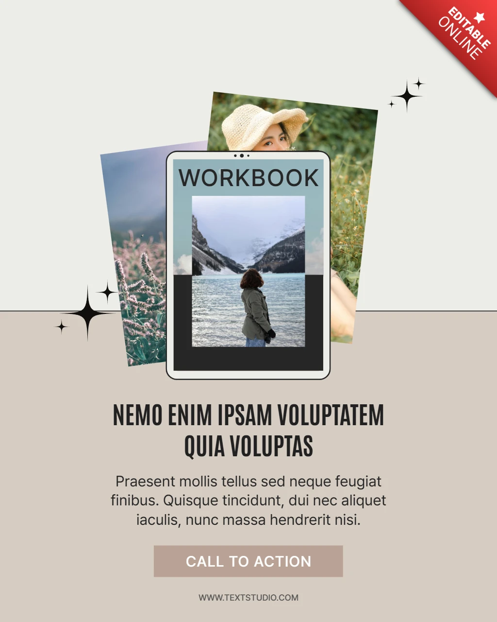 Nowoczesny szablon notesu podróżnego z układem zdjęć