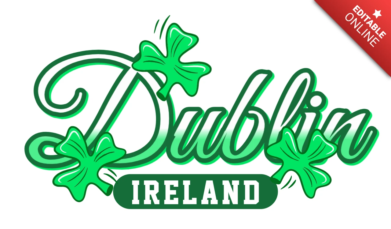 St. Patrick's Day Dublin Ierland ontwerpsjabloon met klavers voor kleding