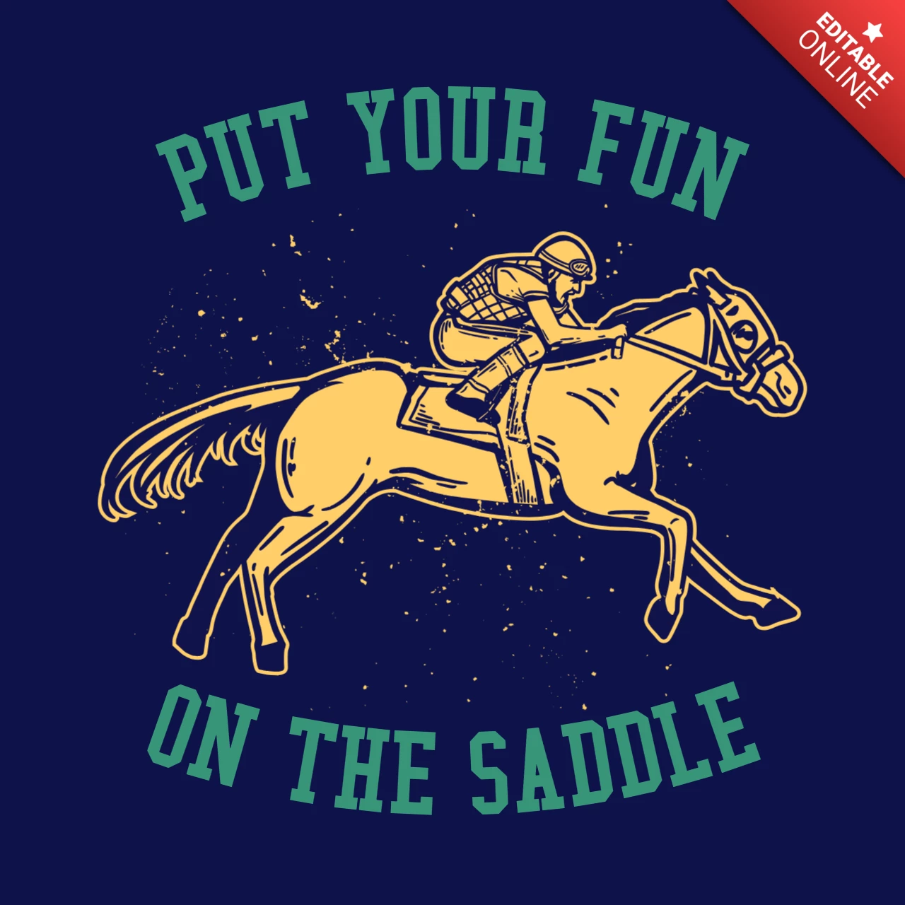 Man rijpaard vintage t-shirt ontwerpsjabloon