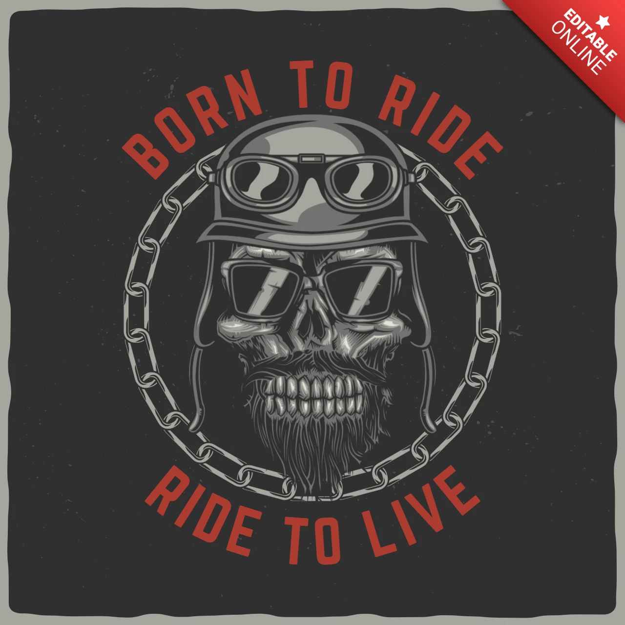 Vintage Hipster Biker Skull Poster Design Template