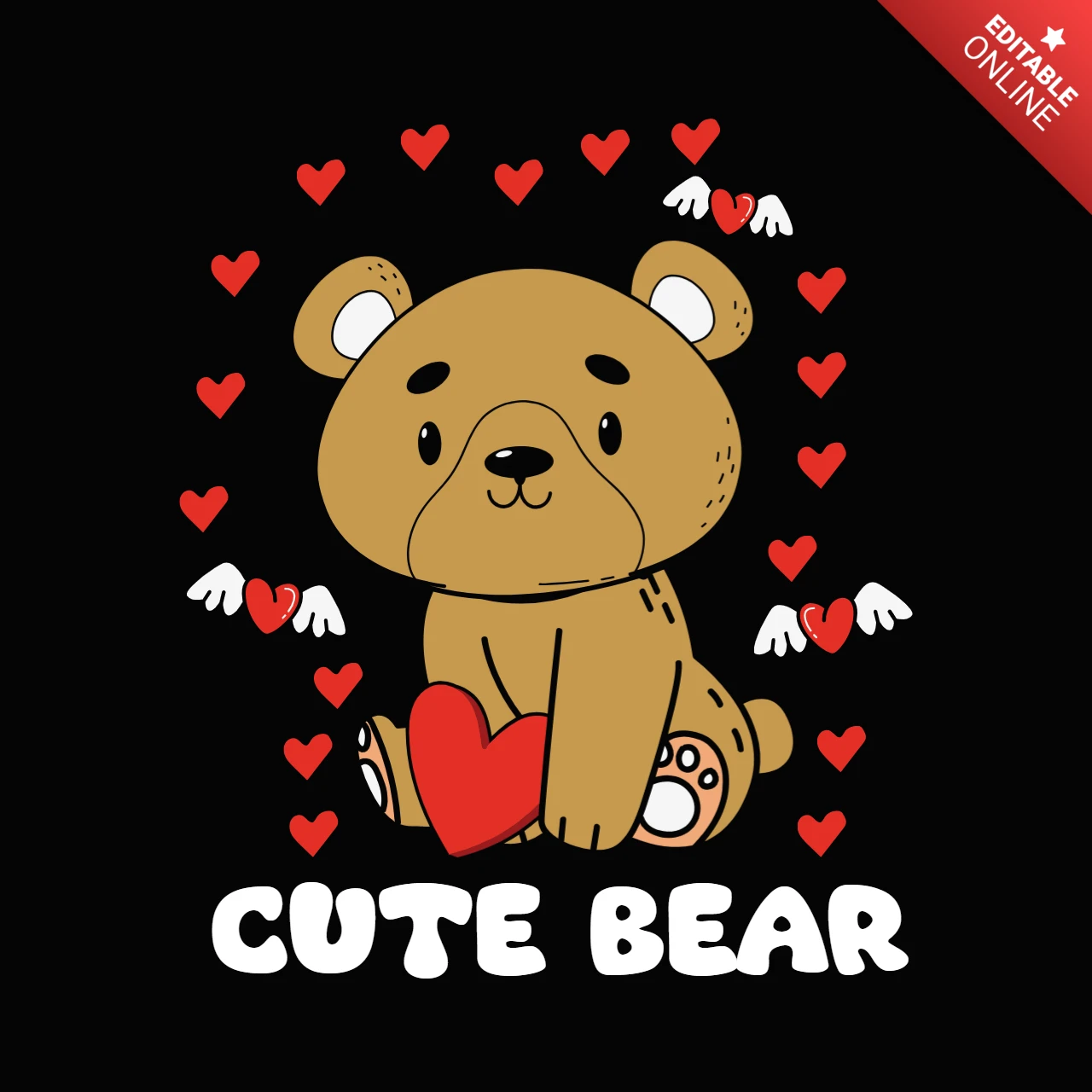 Schattige beer dier valentijn t-shirt ontwerpsjabloon