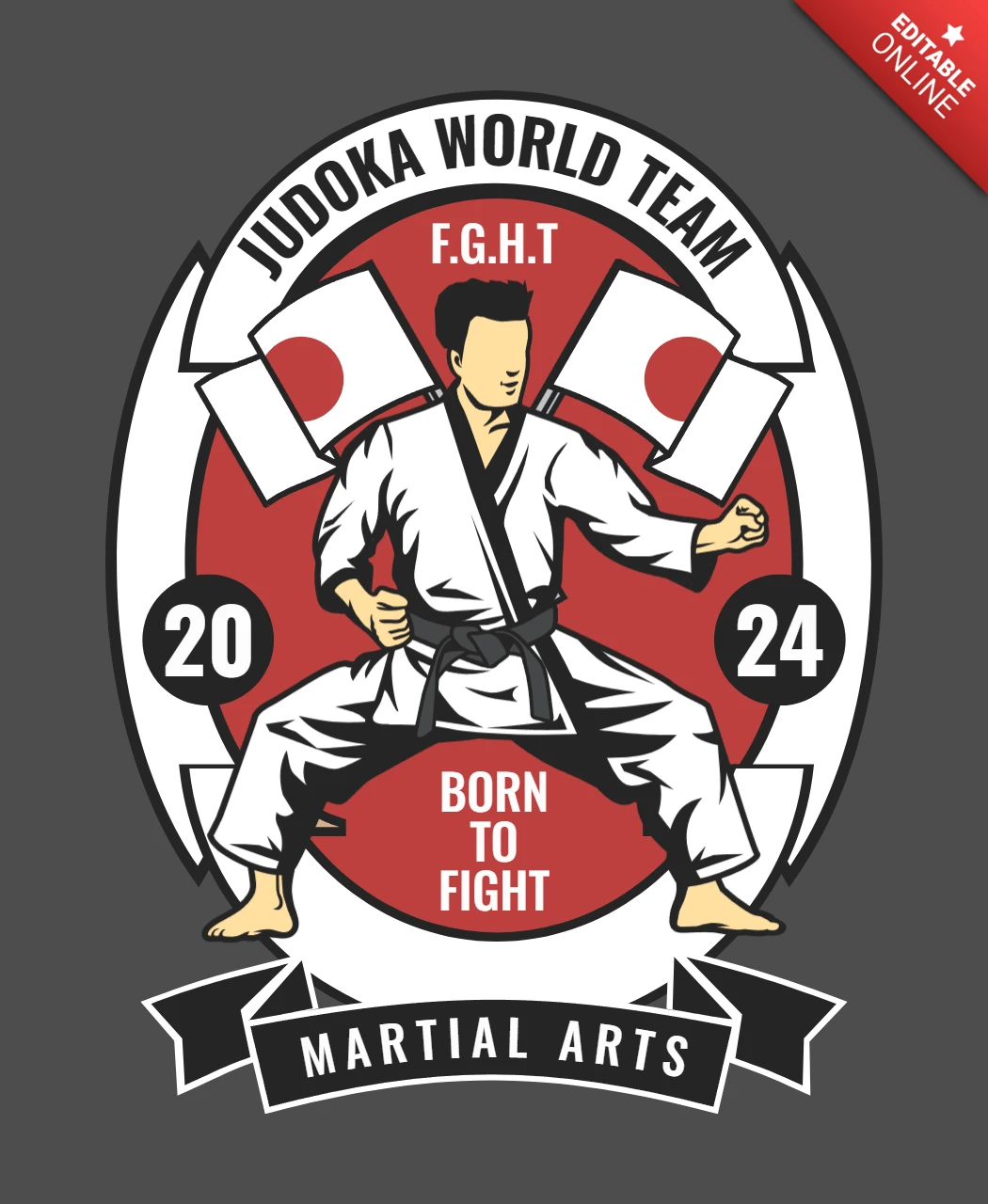 Judo World Team Martial Arts Retro T-shirt Design Template