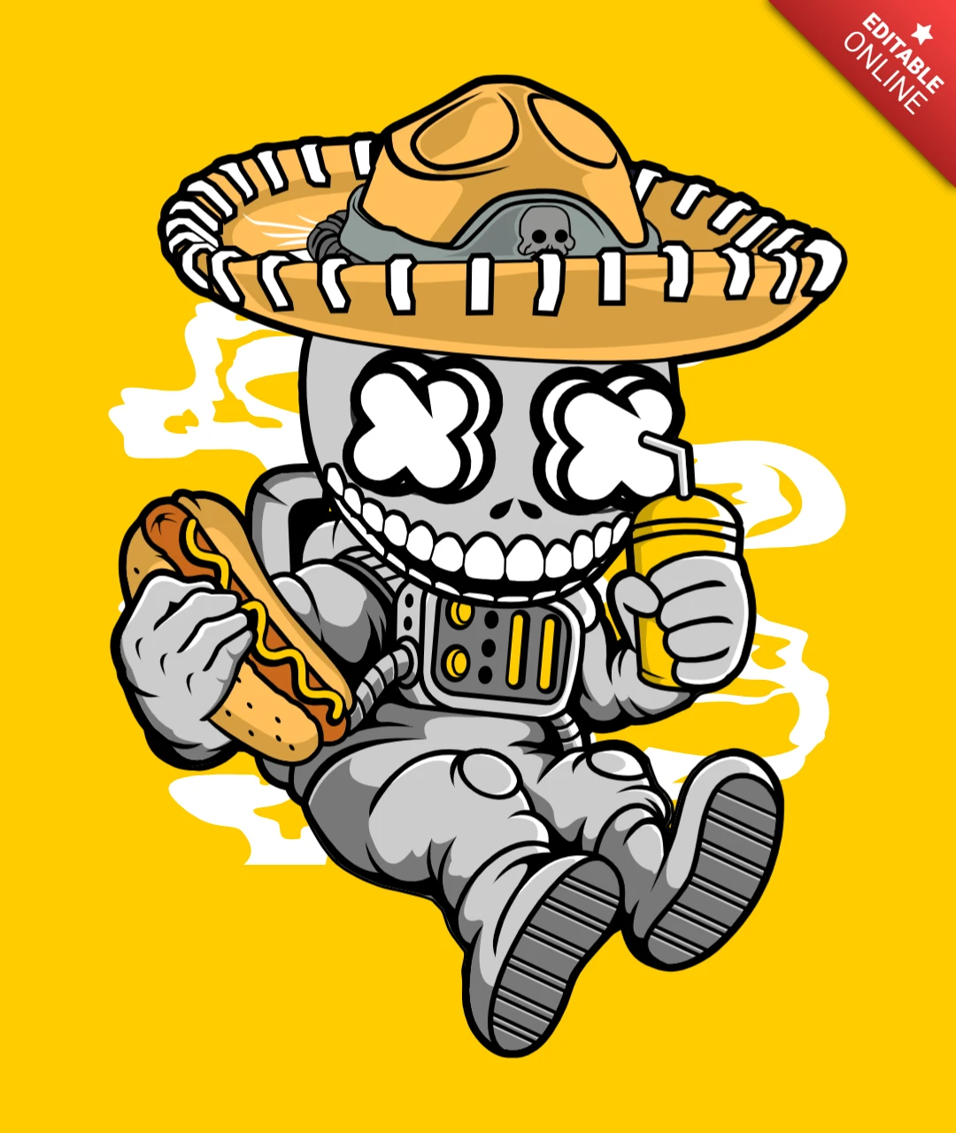 Astronaut Skull Of The Dead Pop Culture T-Shirt Design Template