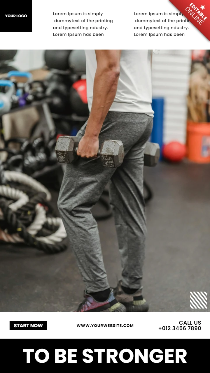 Stronger Gym Center Ad Instagram Story Post Design Template