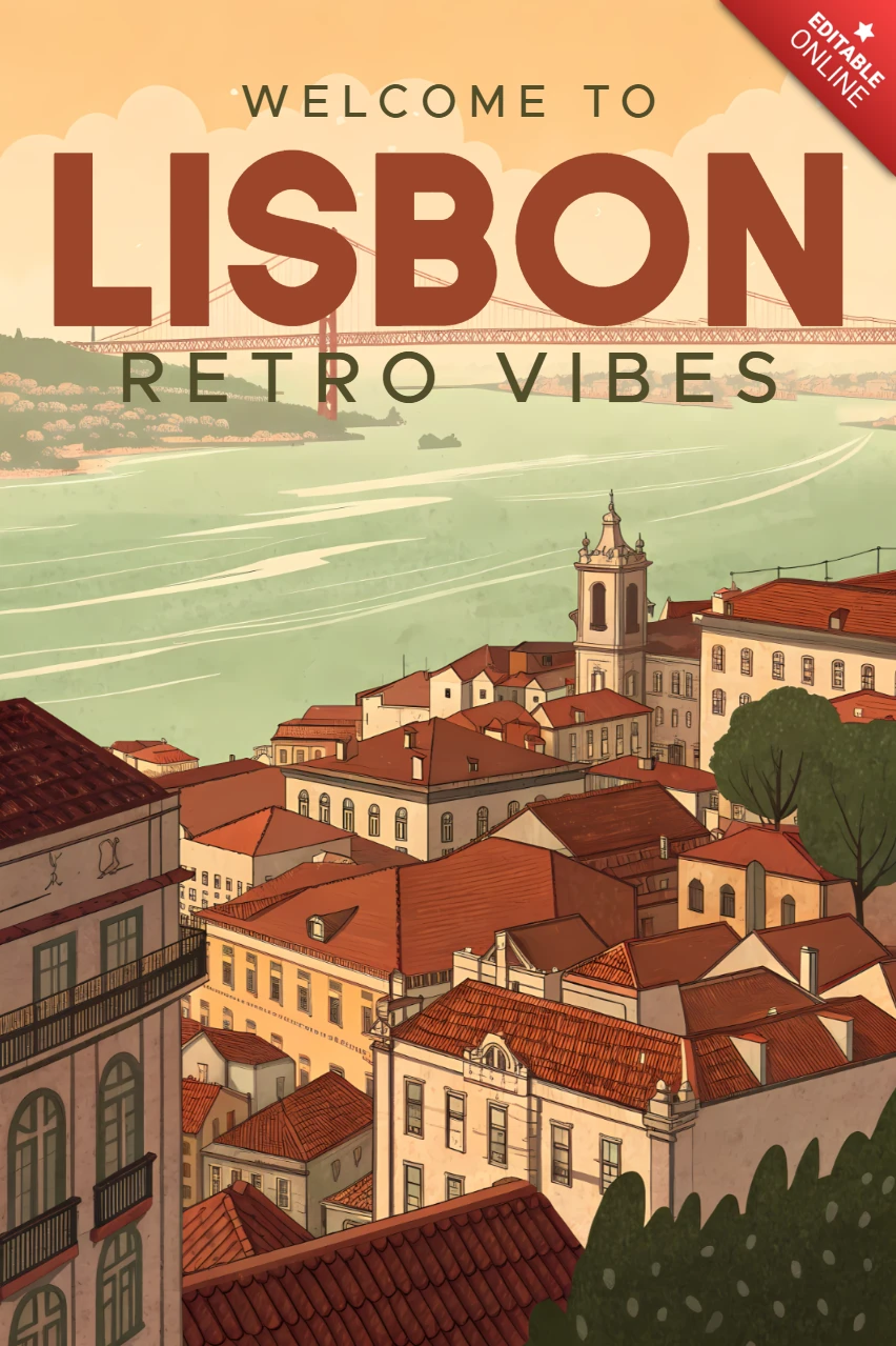 Retro Lissabon ontwerp sjabloon voor reisposters