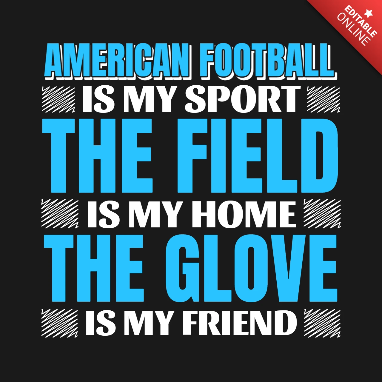 American football ist mein sport das feld ist mein zuhause motivierendes t-shirt designvorlage