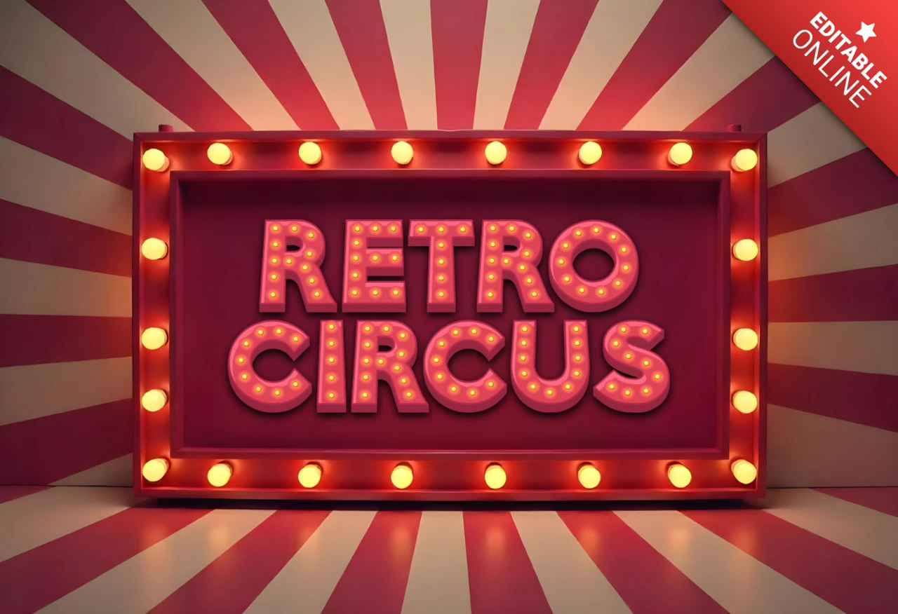 Vintage Circus Marquee Lights Banner Design Template