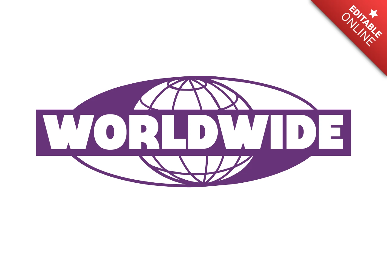 WORLDWIDE Urban Monochrome with Oval Emblem & Global Identity T-Shirt Design Template