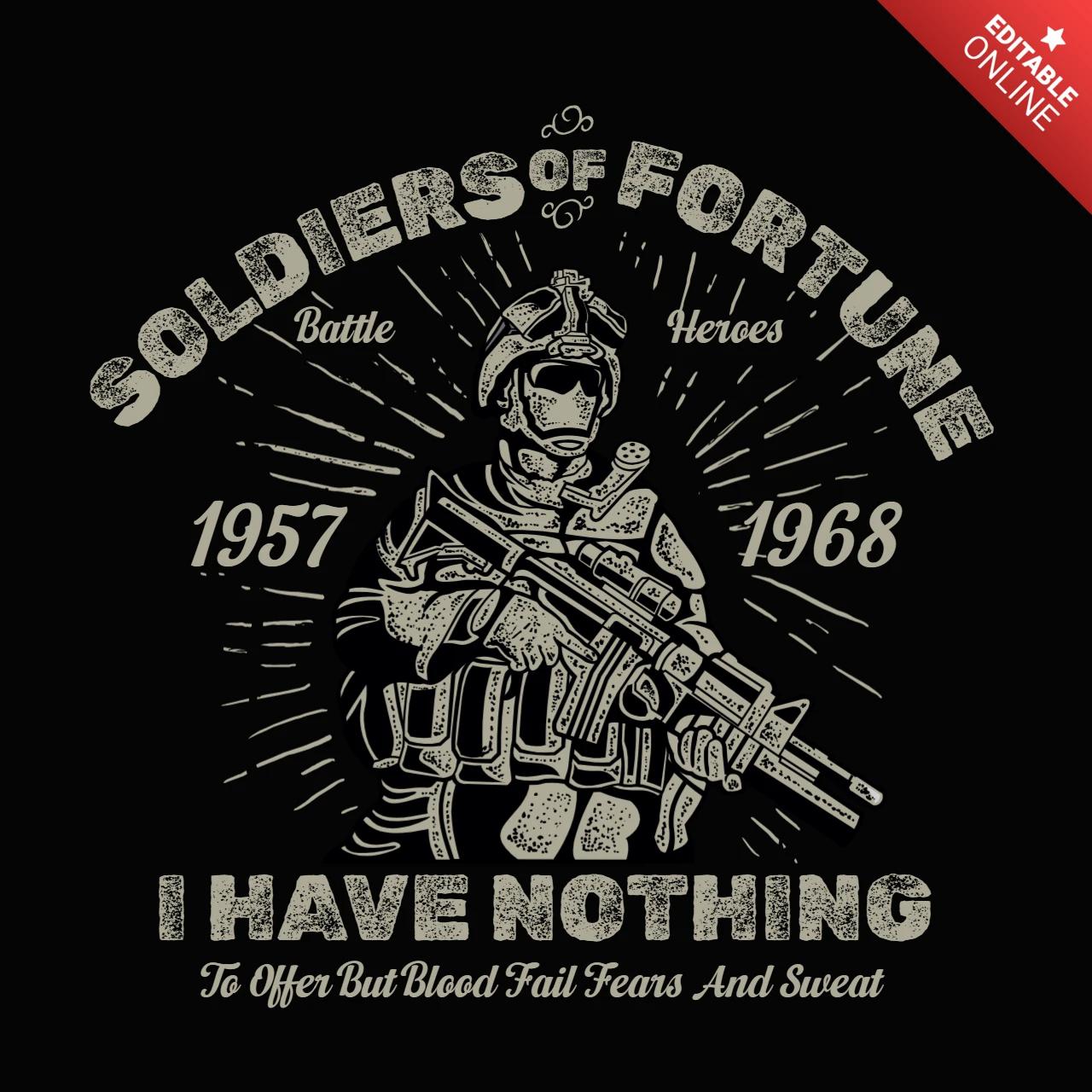 Soldiers of Fortune Vintage T-shirt Design Template