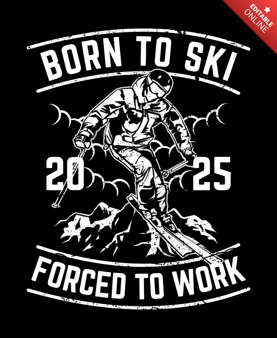 Born to ski ヴィンテージTシャツデザインテンプレート