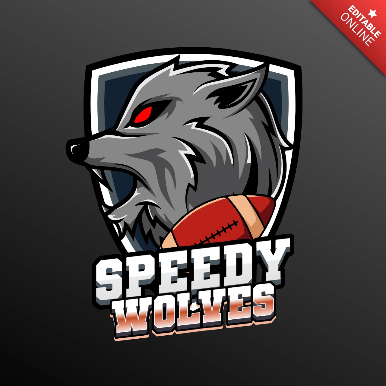 Maskotka zespołu sportowego z dzikim psem Speedy Wolves
