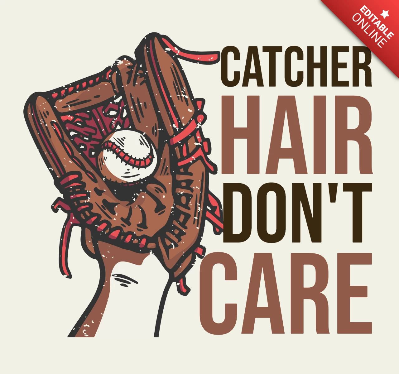 Baseball Gloves Holding A Baseball Vintage T-shirt Design Template