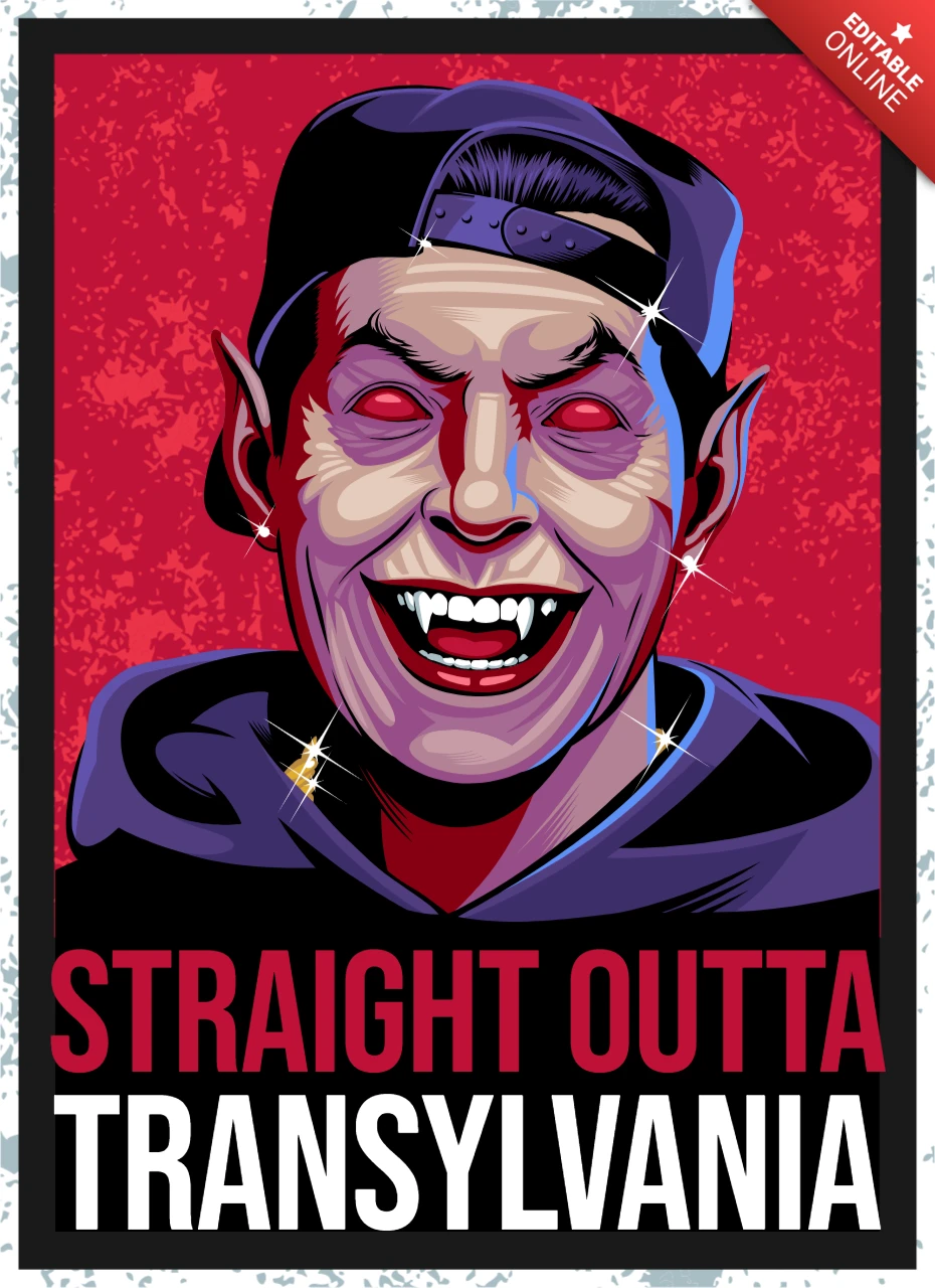 Straight Outta Transylvania Vampire T-shirt Design Template