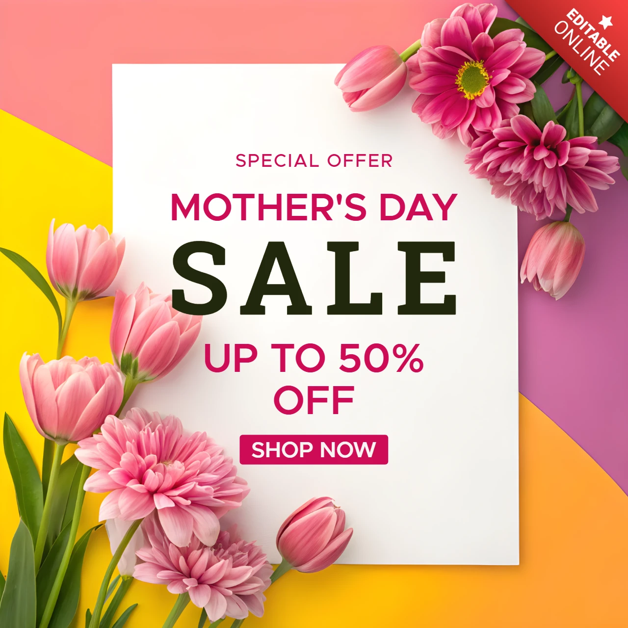 Floral Mother's Day Sale Template - Bright and Colorful Design for Promotions