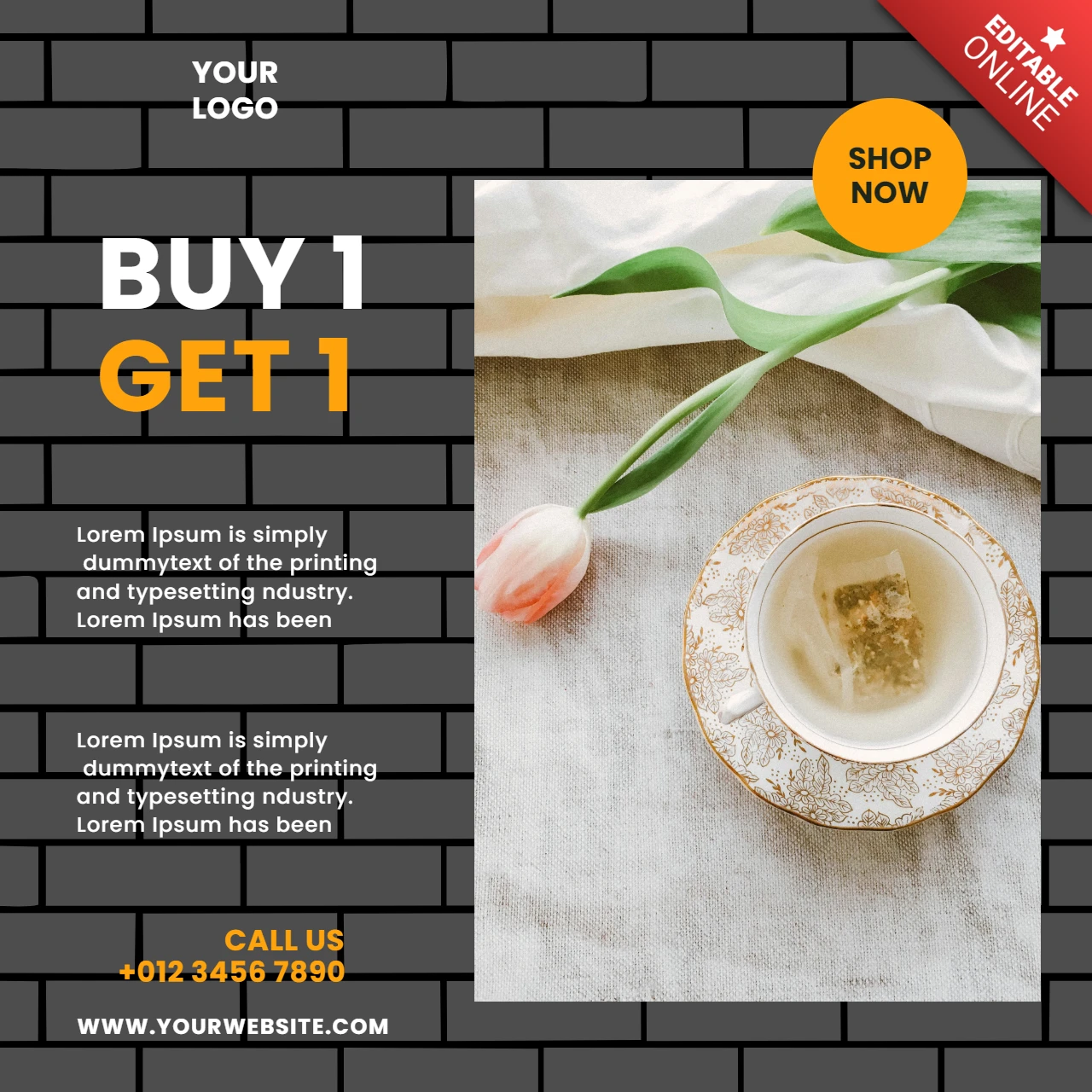 Achetez 1 obtenez 1 café vente instagram post design template