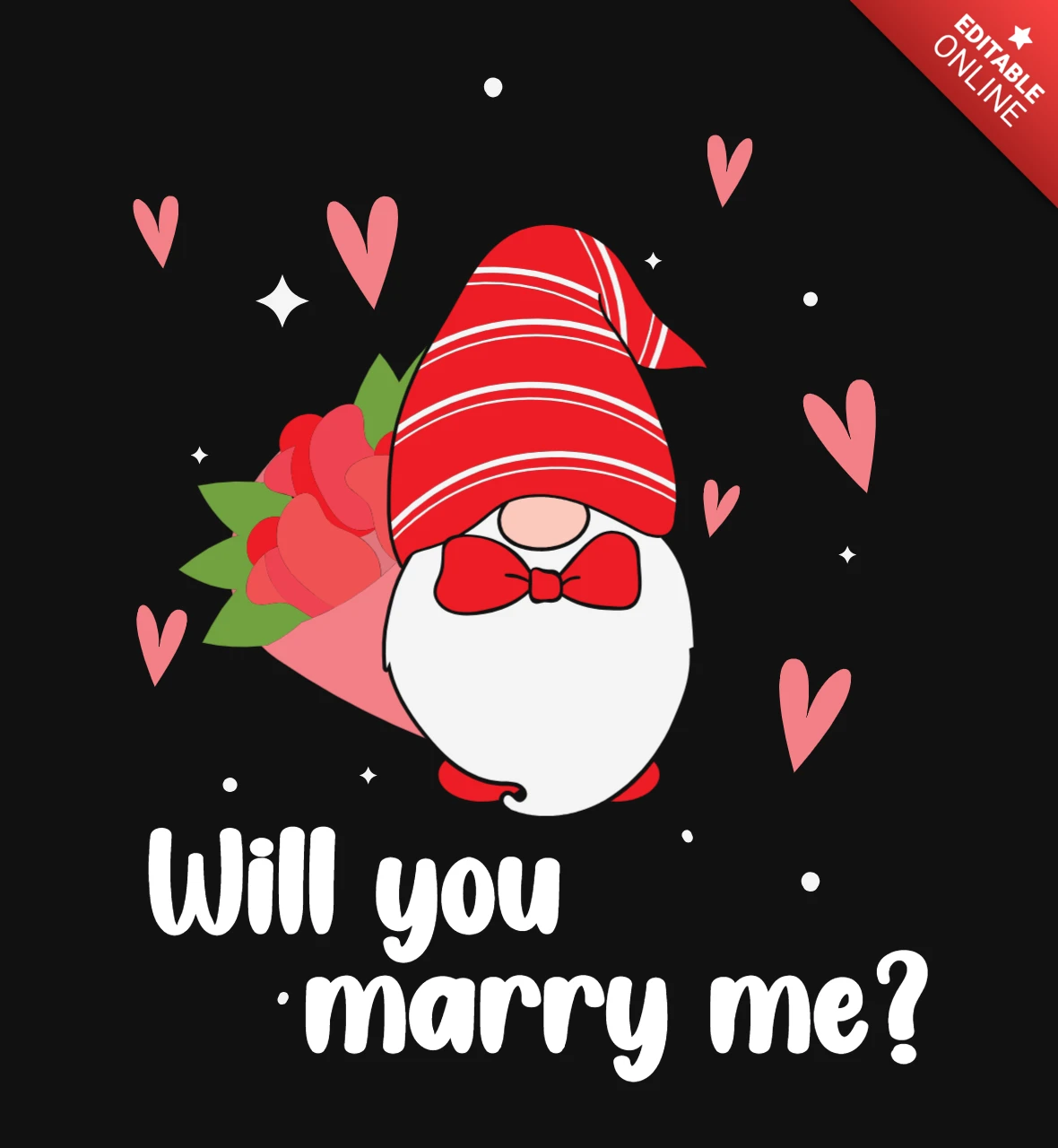 Will you marry me gnome proposal t-shirt design template