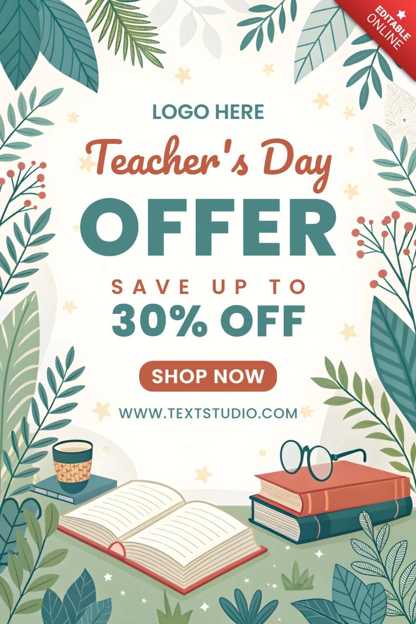 Modèle d'offre botanique pour la journée des enseignants - design floral modifiable pour les promotions