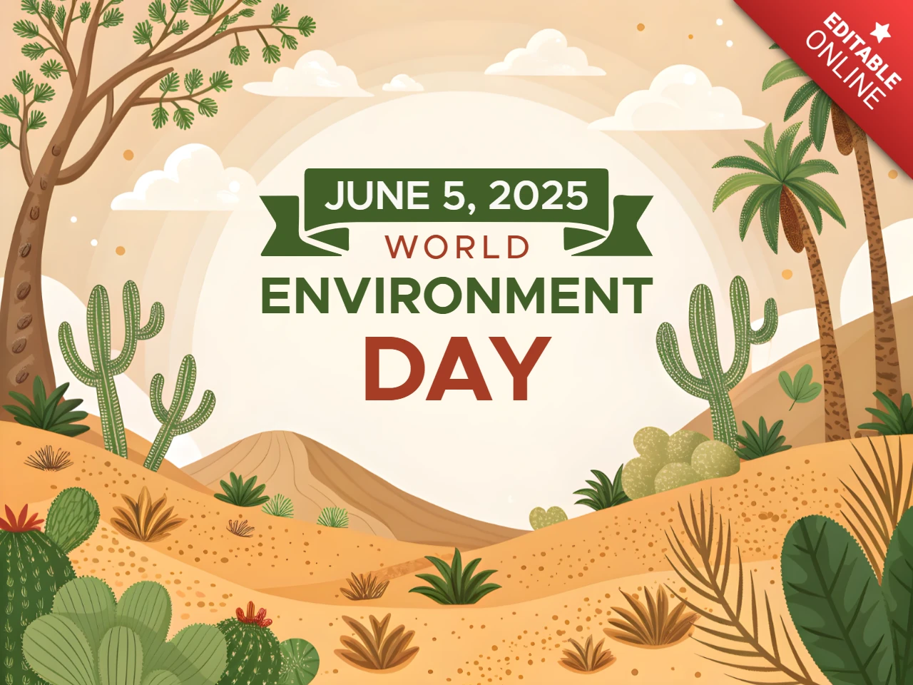 Editable Desert-Themed Design Template for World Environment Day