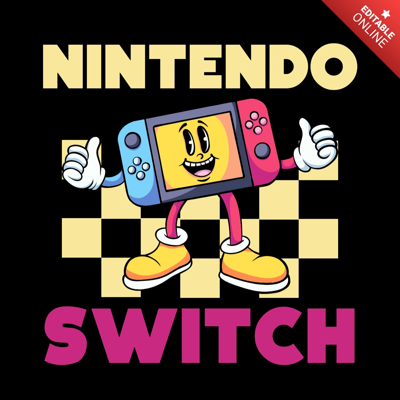Nintendo Switch with Personality A Fun Gaming Console Illustration T-Shirt Design Template