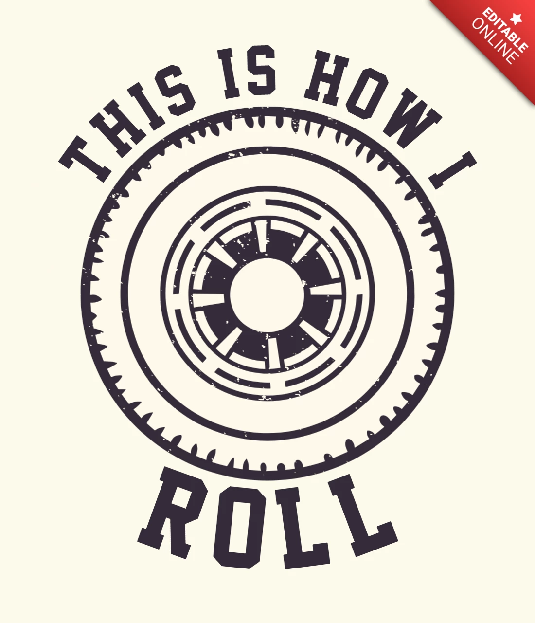 Plantilla de diseño de camiseta vintage rodando con ruedas