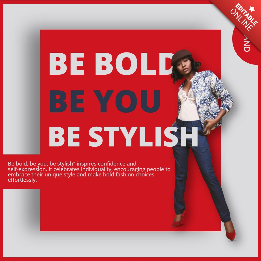 Modèle de poster instragram de mode moderne rouge et blanc