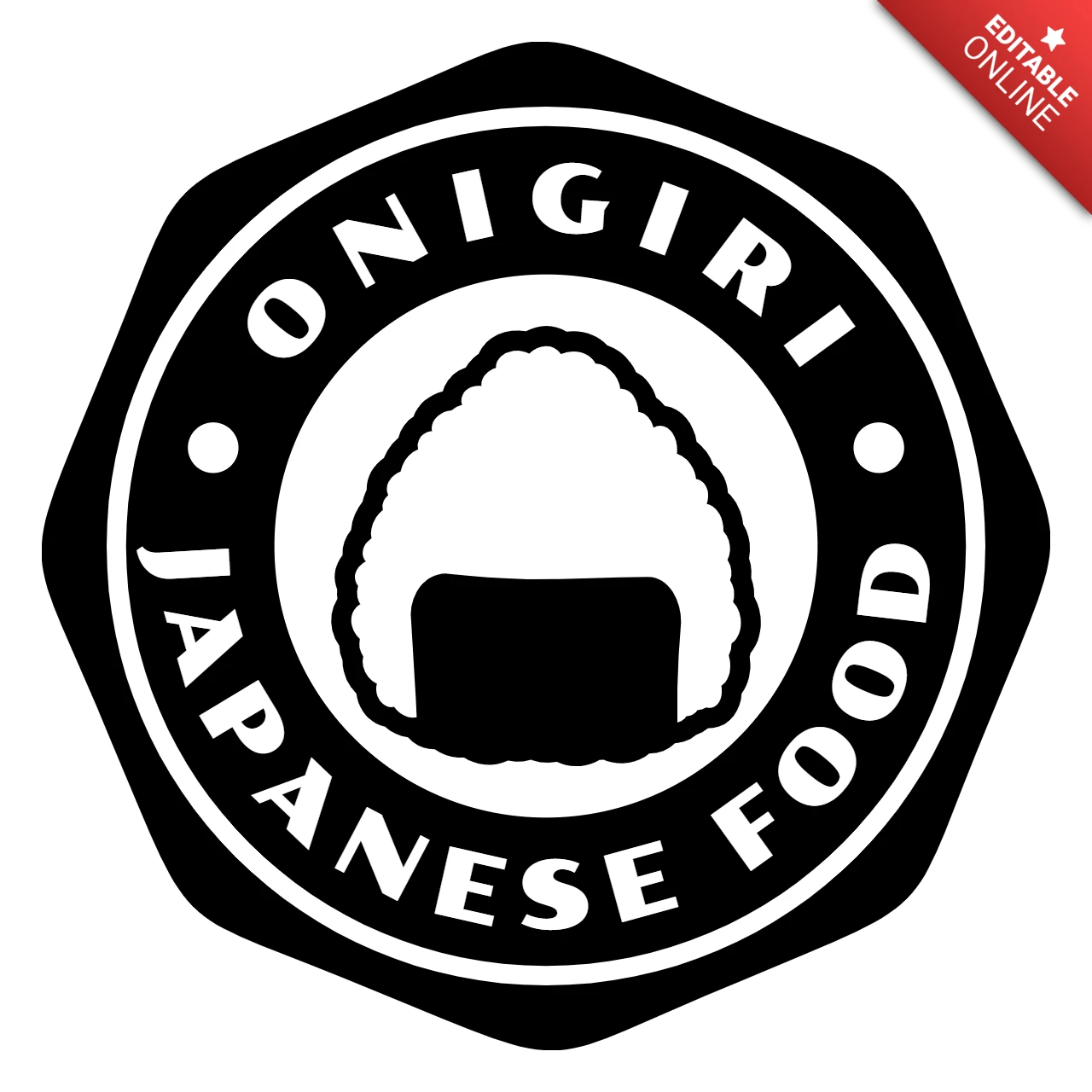 Modello di logo per cibo giapponese Onigiri