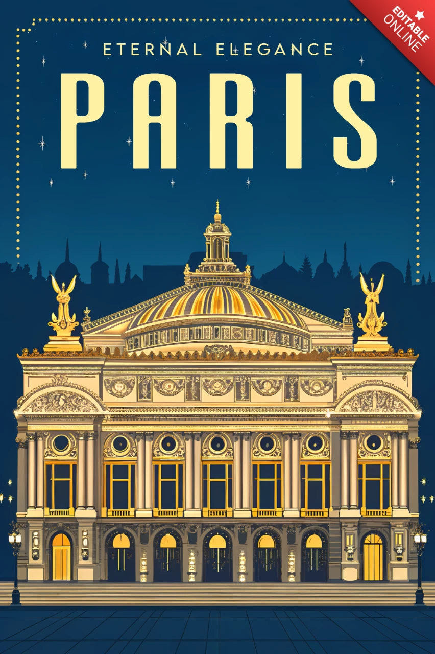 Modelo de design elegante da ópera de Paris para pôsteres