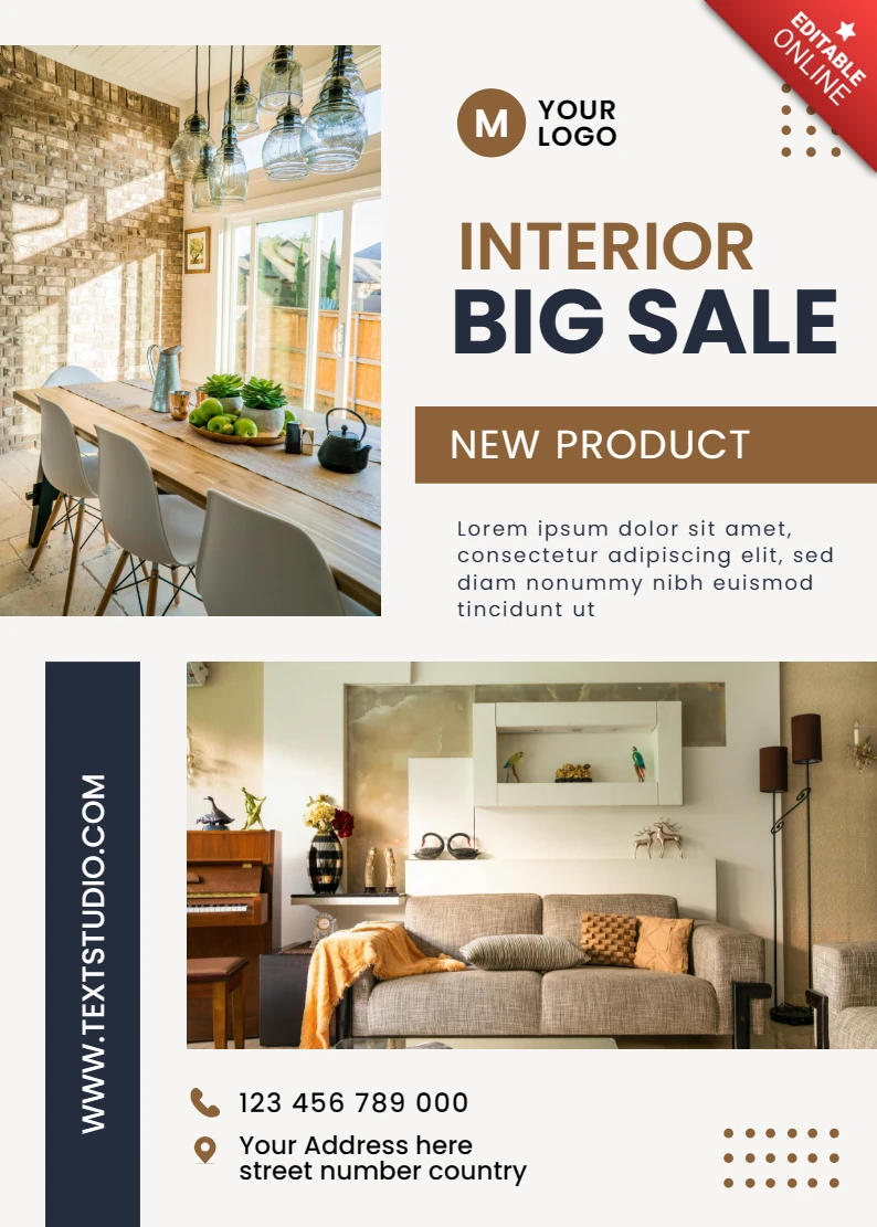 Plantilla de diseño interior moderno para promoción de gran venta