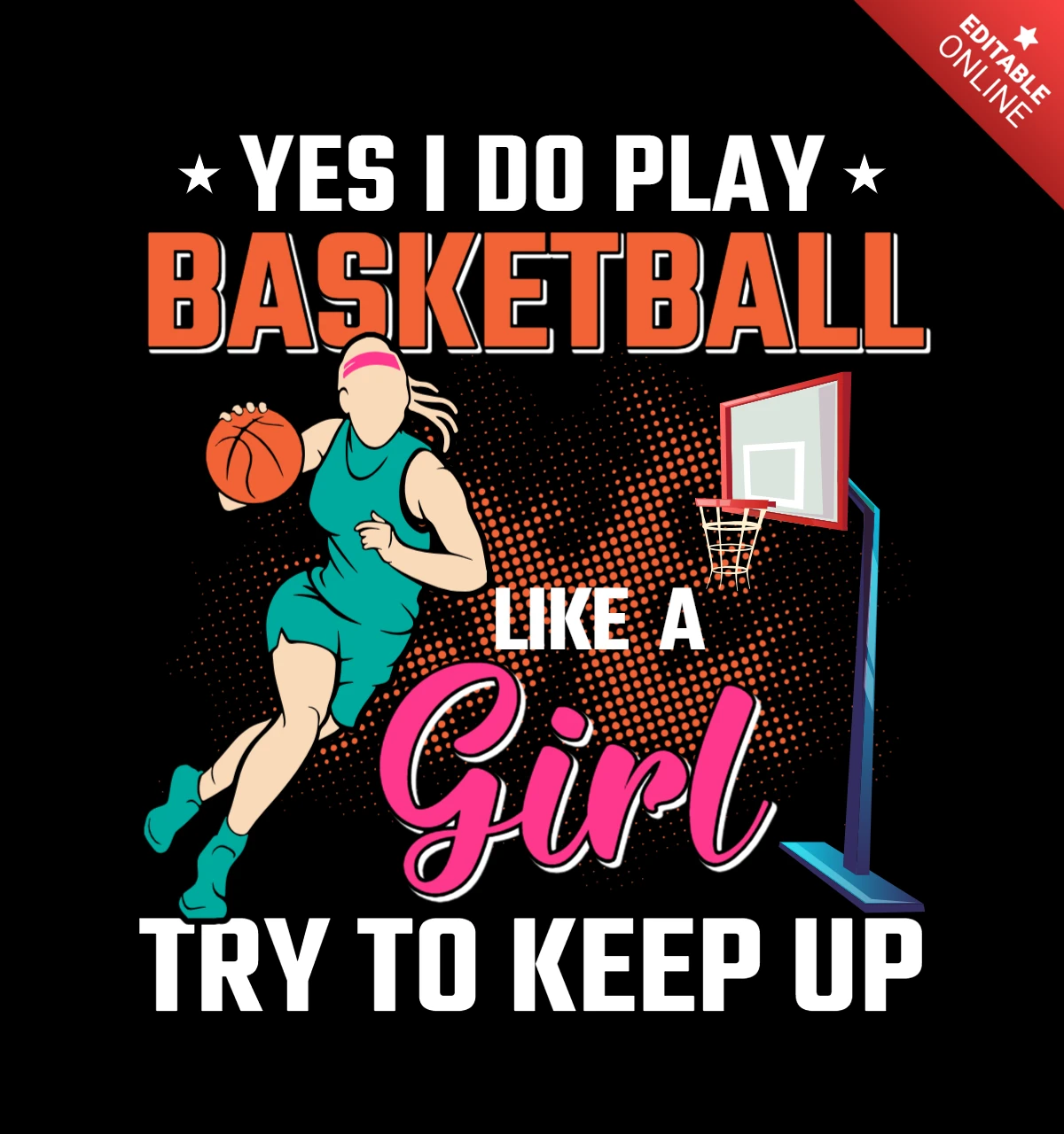Modello di maglietta per giocare a basket come una ragazza