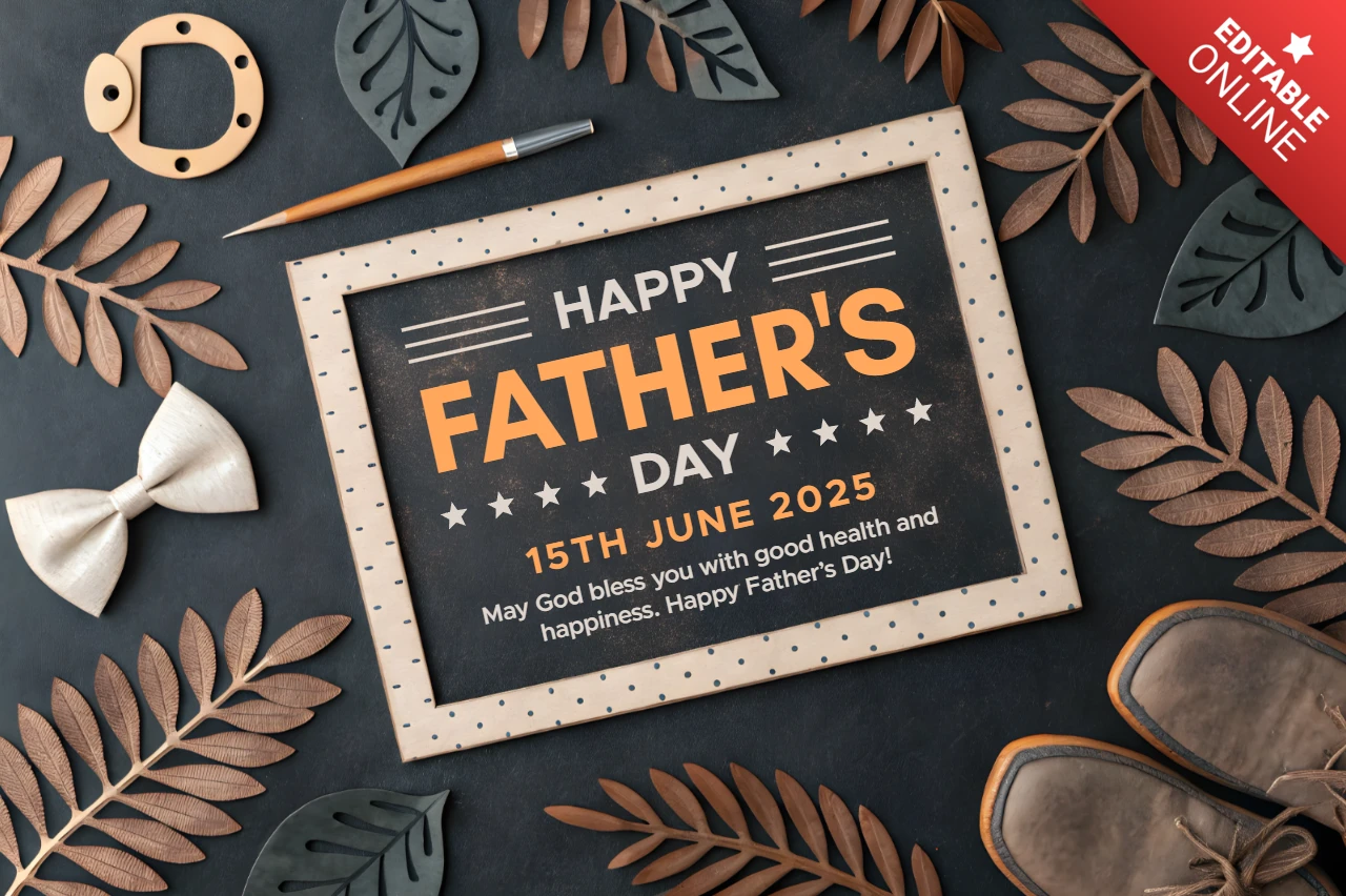 Rustic Father's Day Design Template with Editable Greeting and Floral Accents