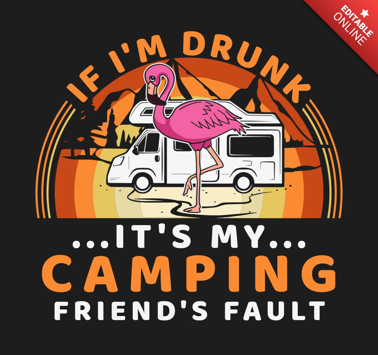 Plantilla de diseño de camiseta de camping con flamencos