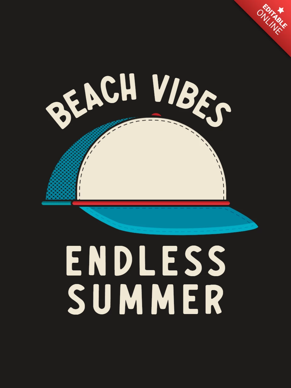 Design de modelo de camiseta com boné Summer Bach Vibes